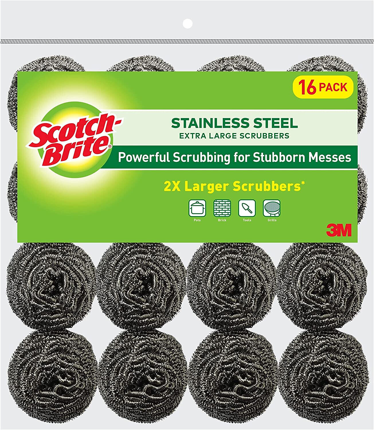 Scotch-Brite 2X Larger Stainless Steel Scrubbers (16-Pack)